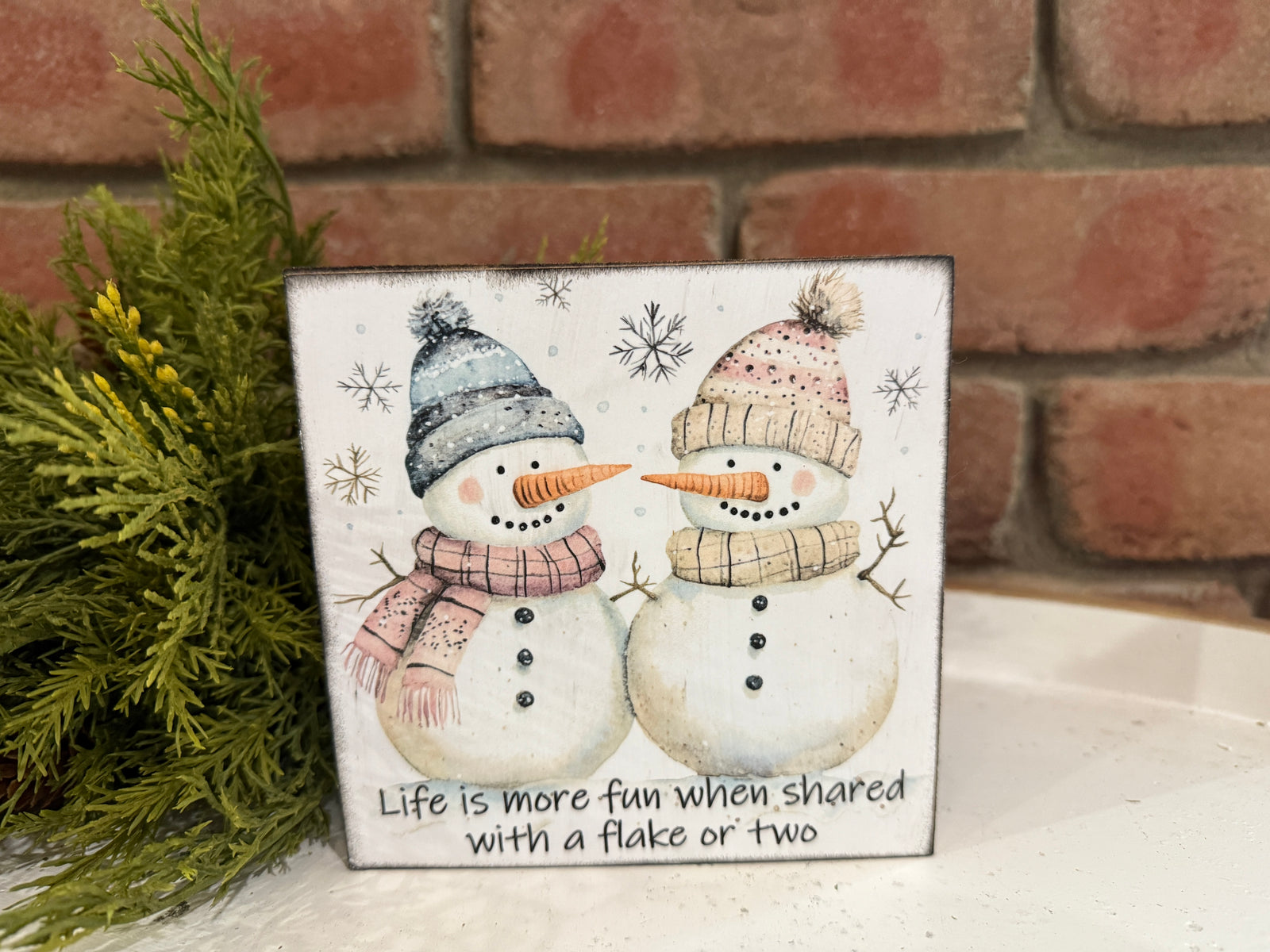 Flake or Two Snowman Wood Sign