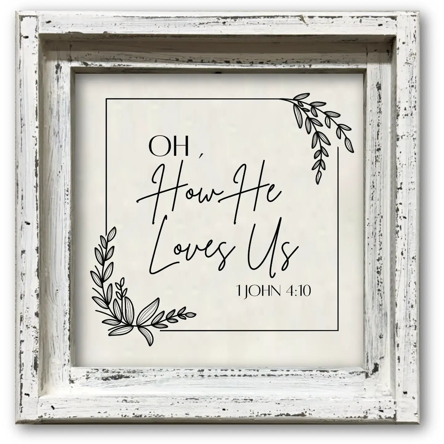 Oh How He Loves Us Framed Canvas