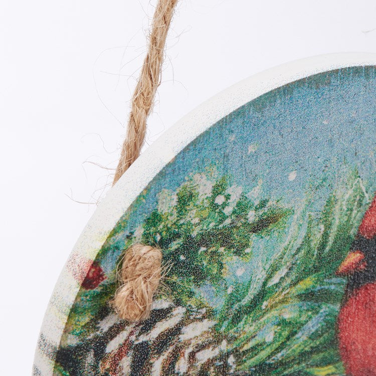 Round Cardinal Ornament