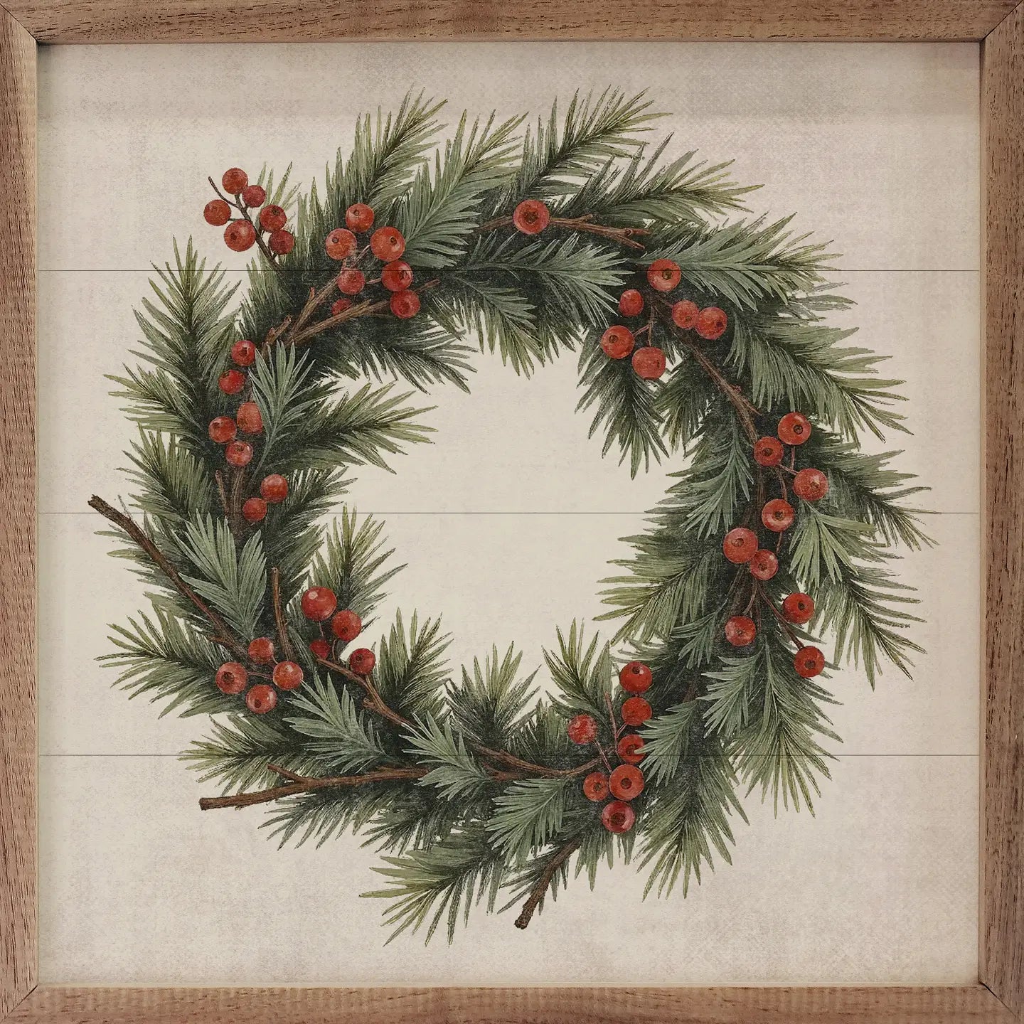 Berry Pine Wreath Framed Sign
