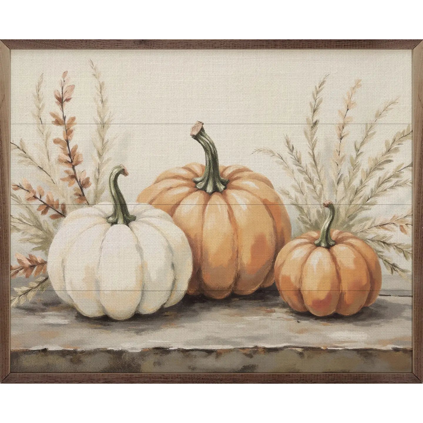 Pumpkins with Autumn Branches Framed Sign