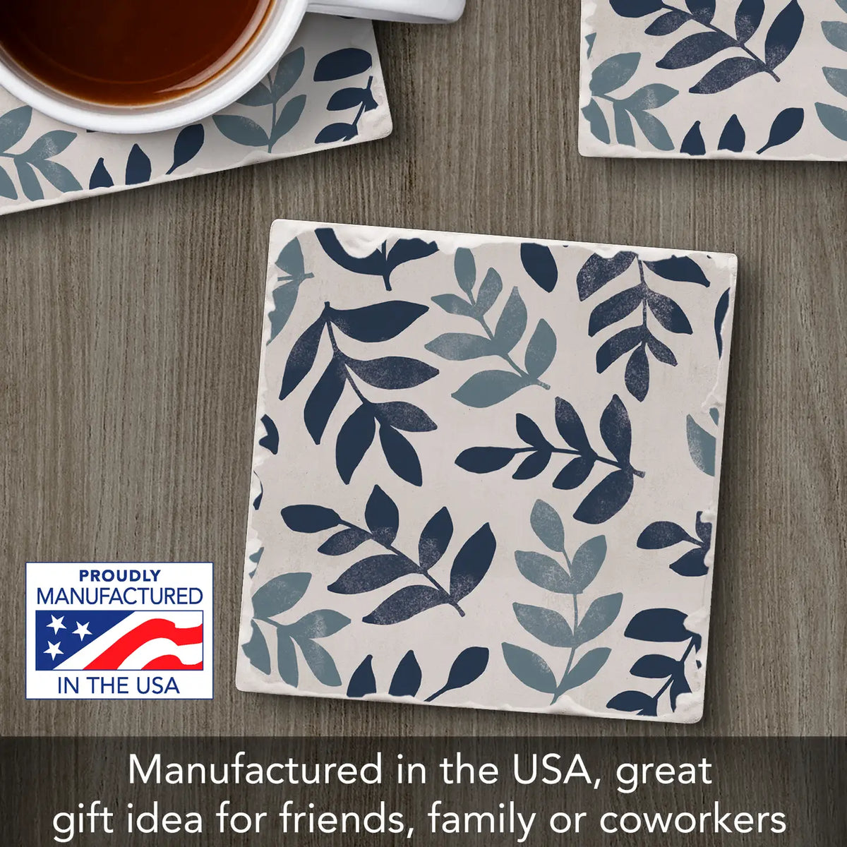 Blue Leaf Floral Coaster