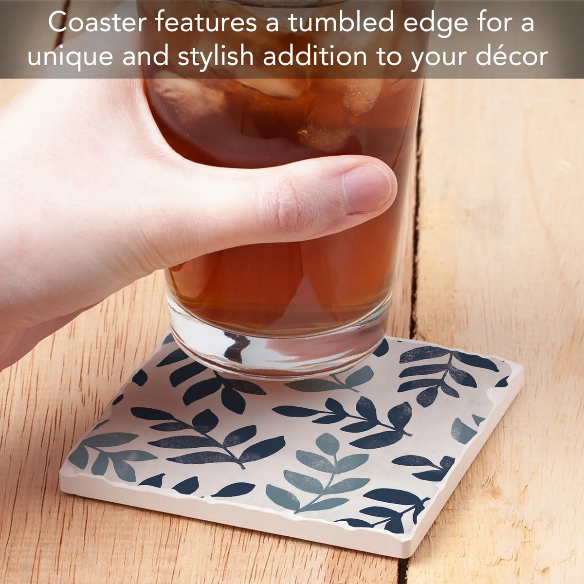 Blue Leaf Floral Coaster