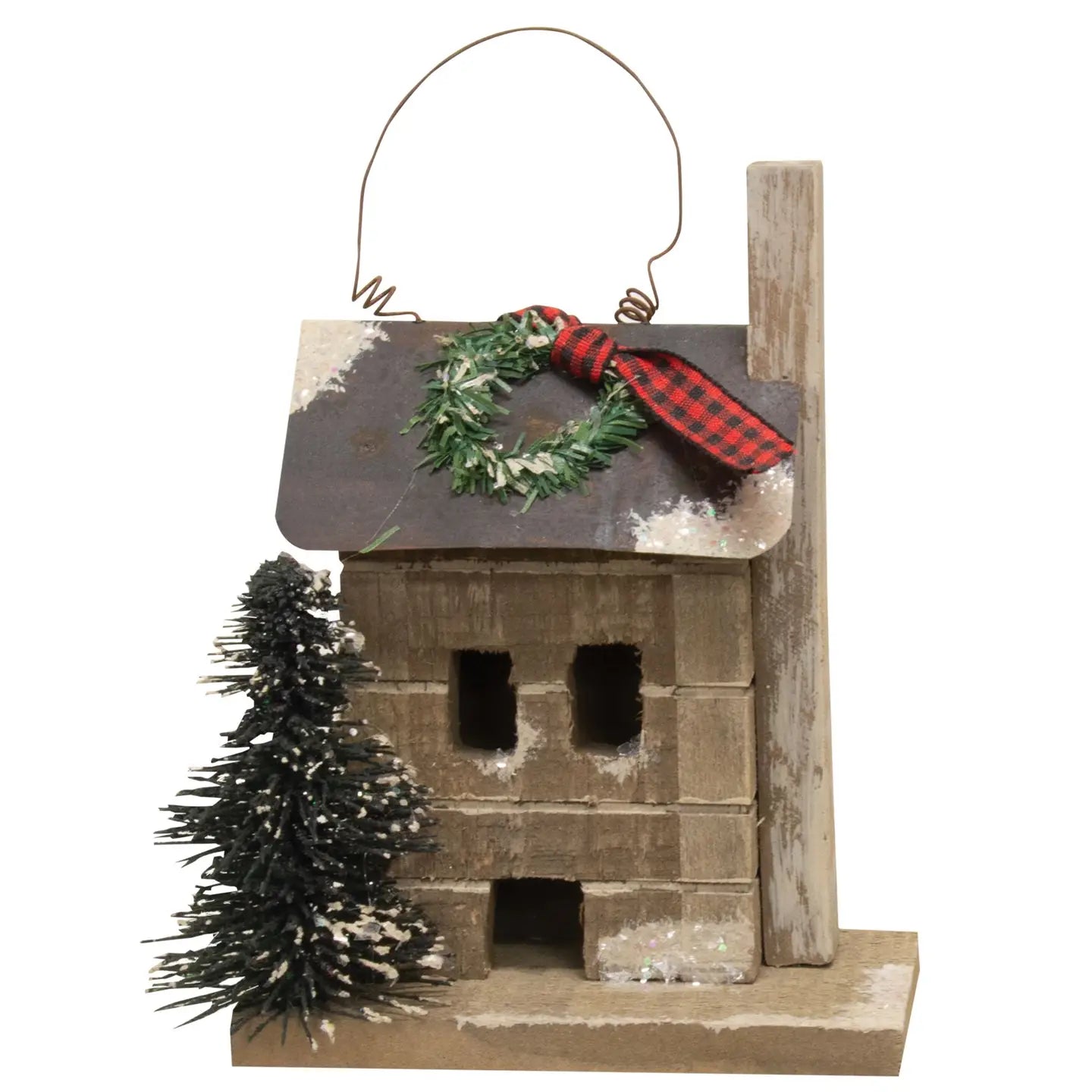 Primitive Town Snowy Cabin Ornament