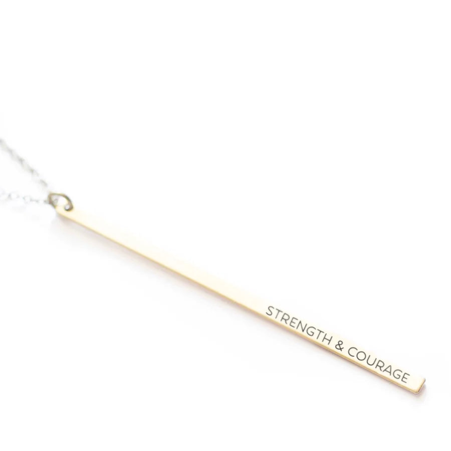 Strength &amp; Courage Minimal Bar Necklace