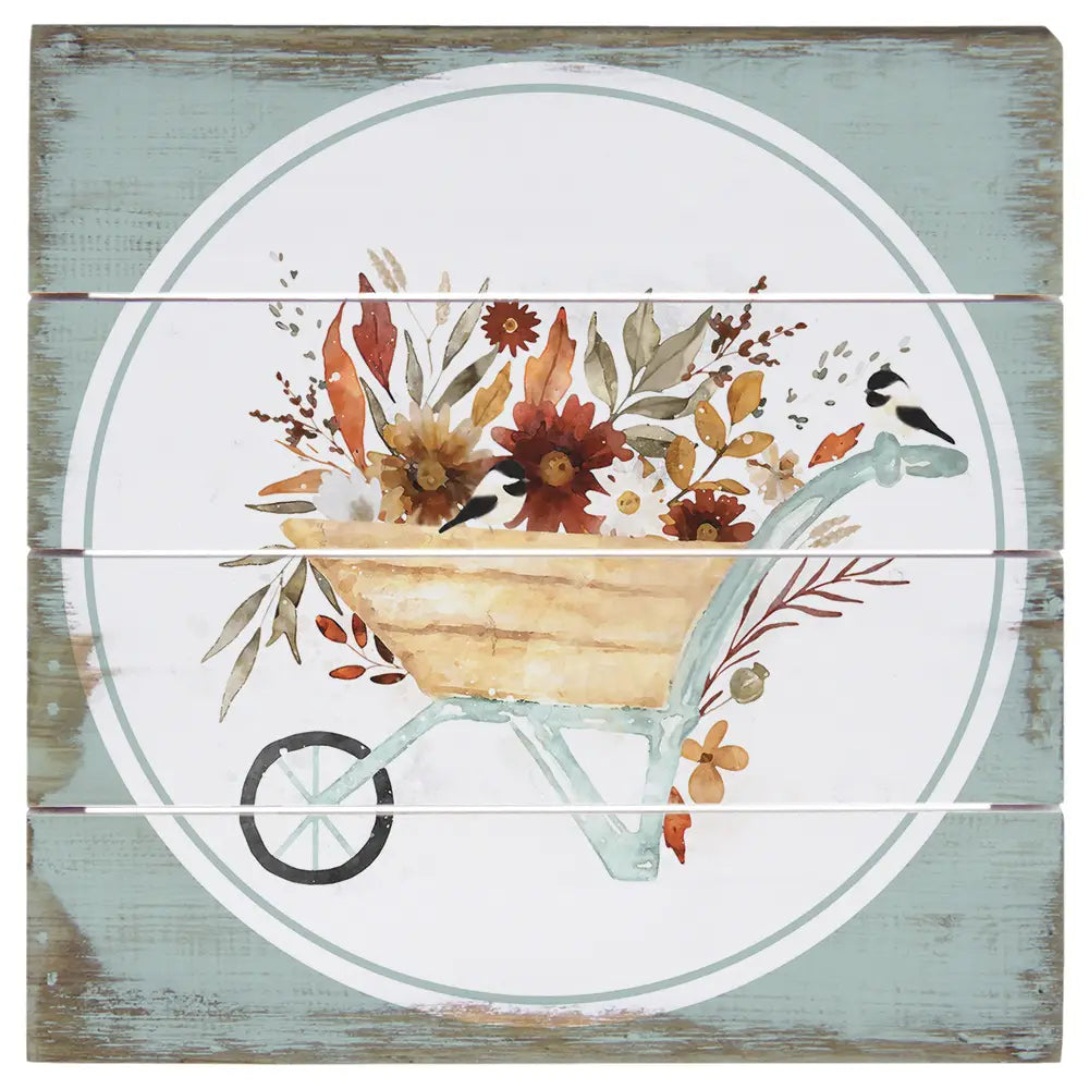 Fall Floral Wheelbarrow Pallet Sign