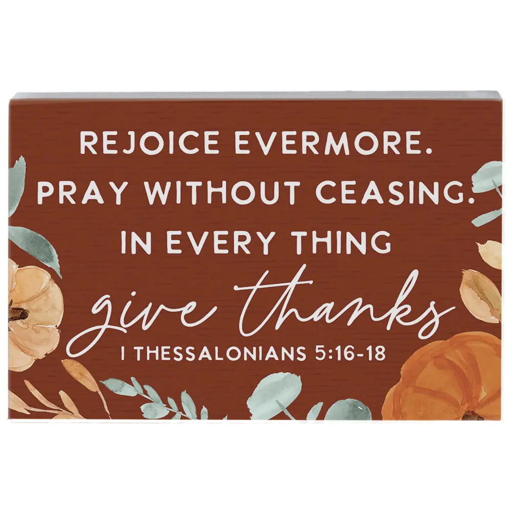 Rejoice Evermore Pumpkins Wood Block Sign