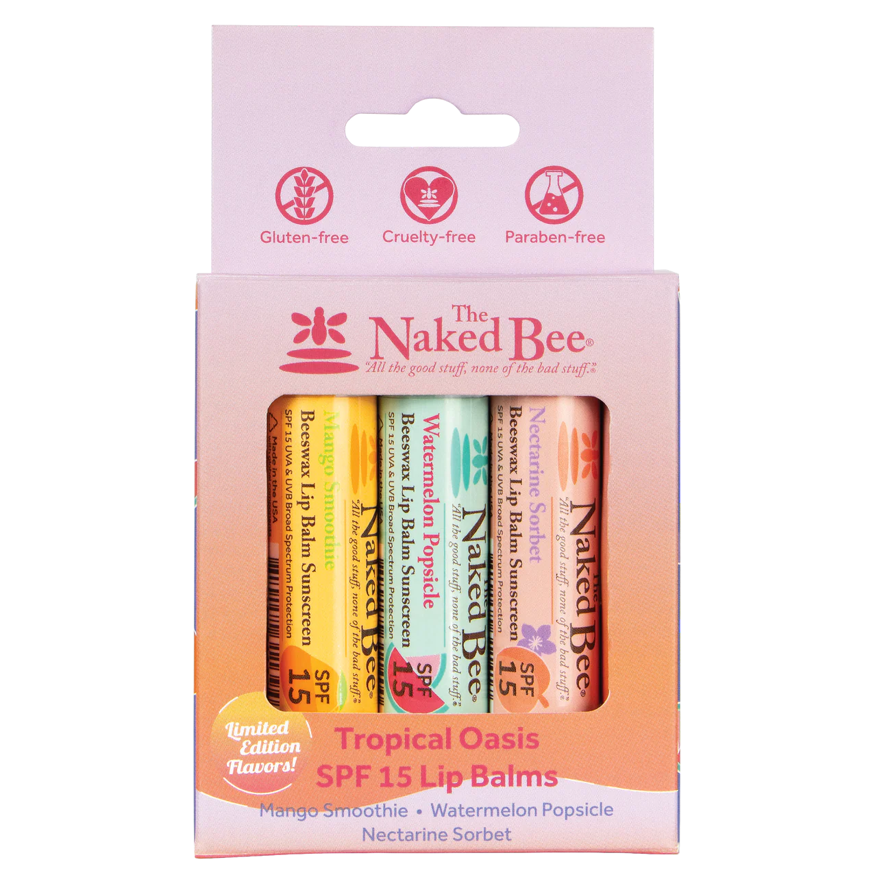 Naked Bee Tropical Oasis Lip Balm Trio