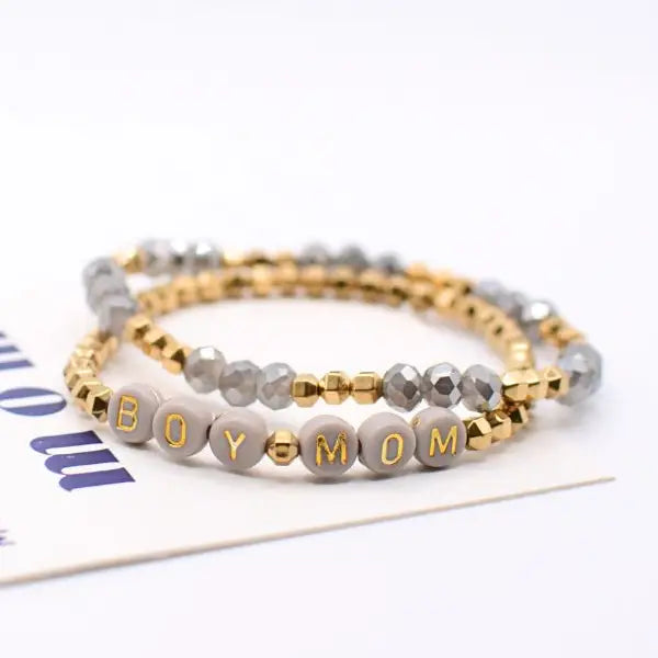 Boy Mom Stretch Bracelet Set