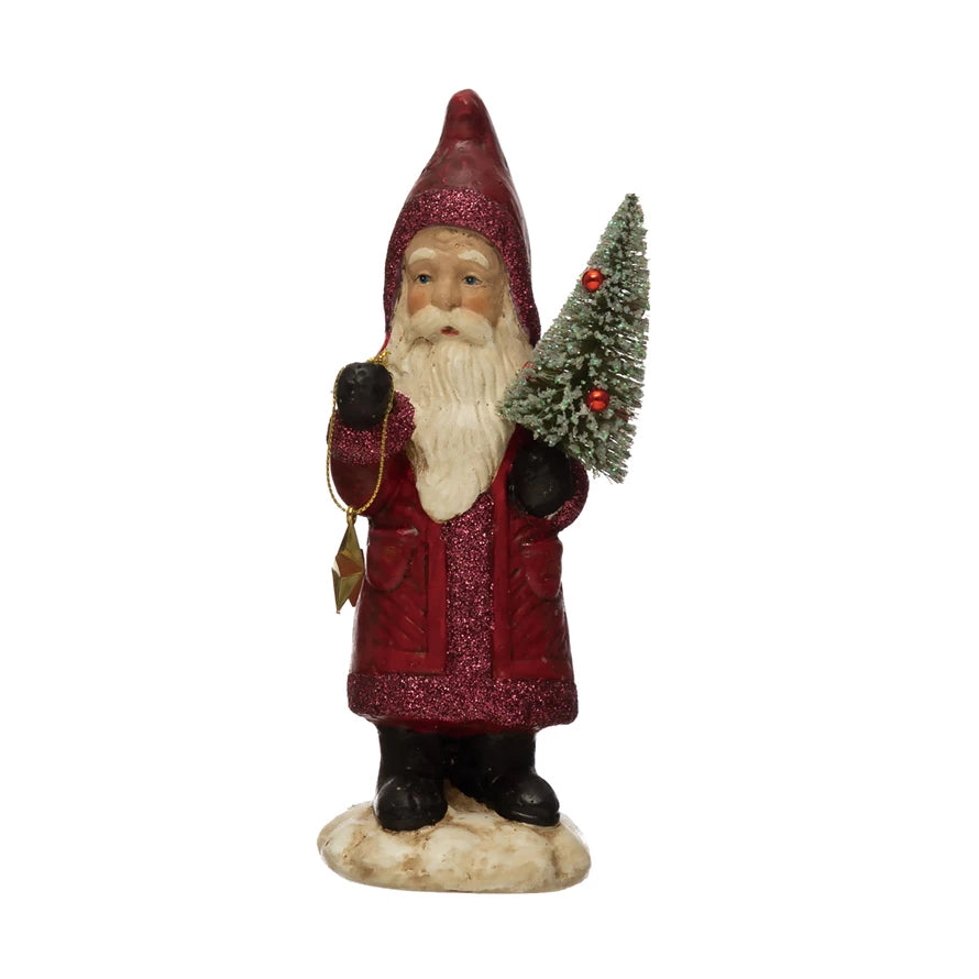 Santa with Bottle Brush Tree