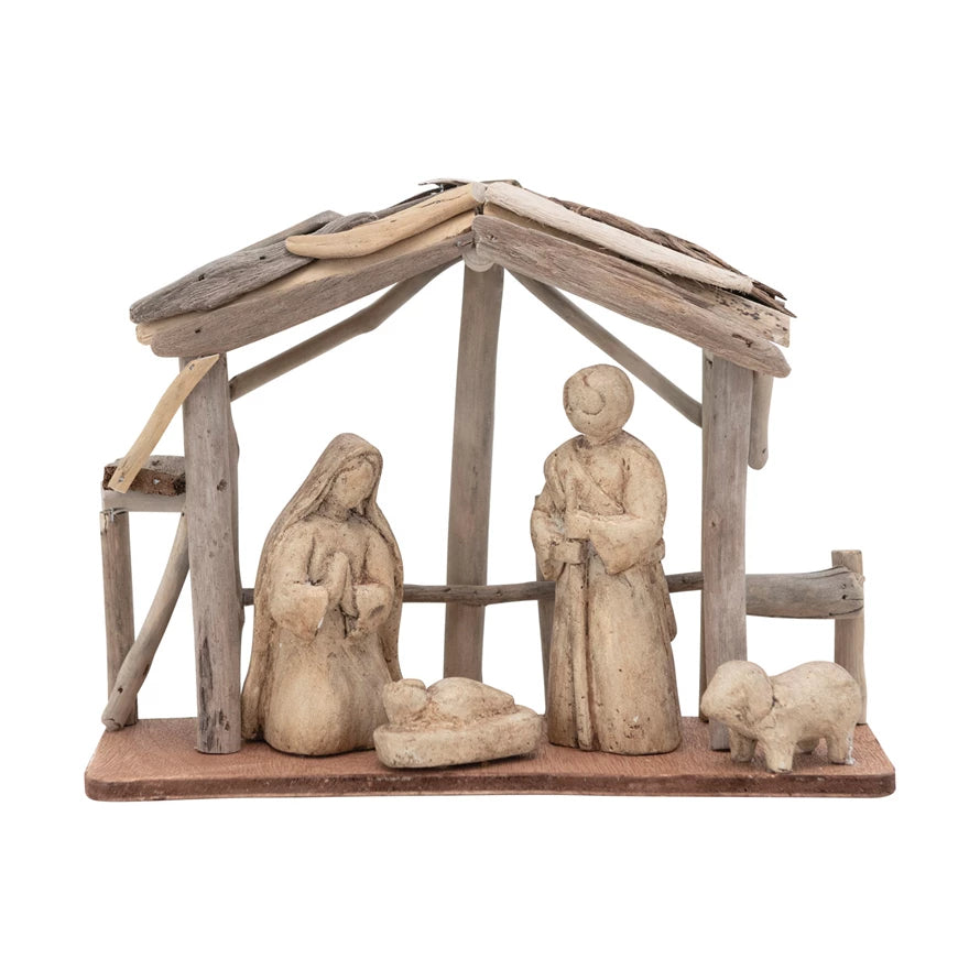 Nativity with Wood Base