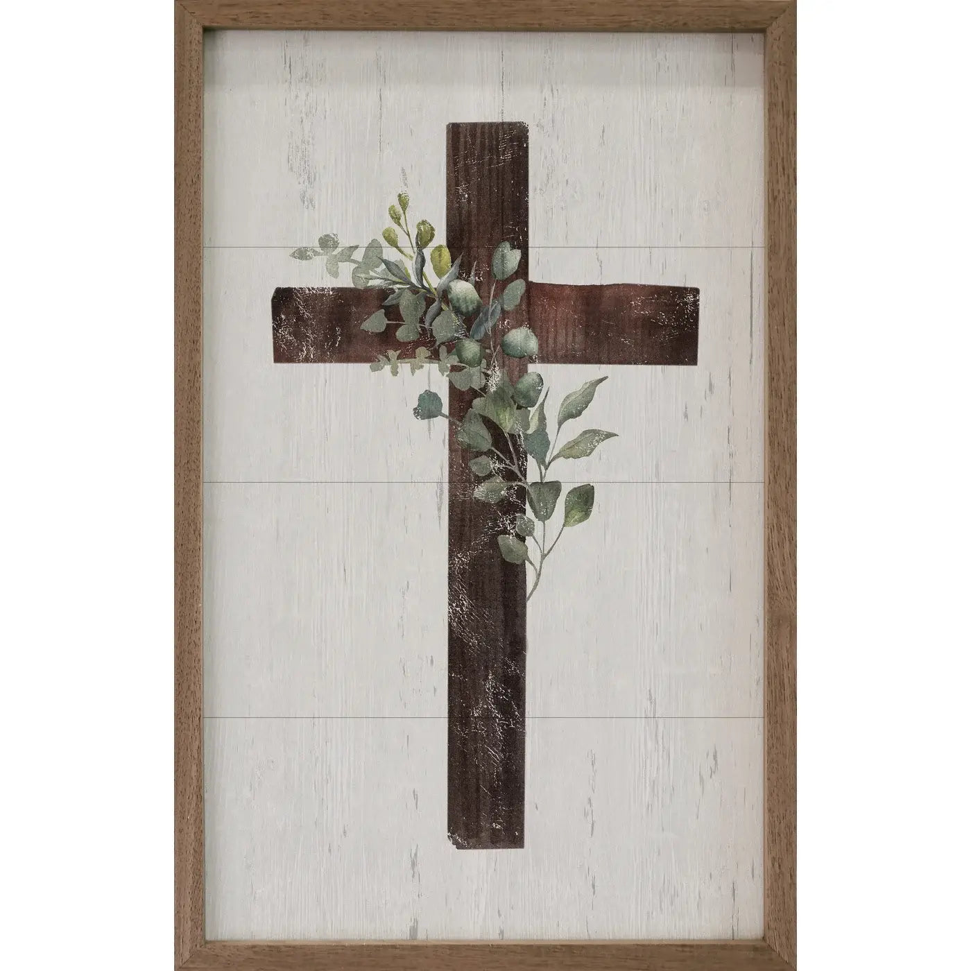 Cross with Greenery Framed Art - 2 Sizes