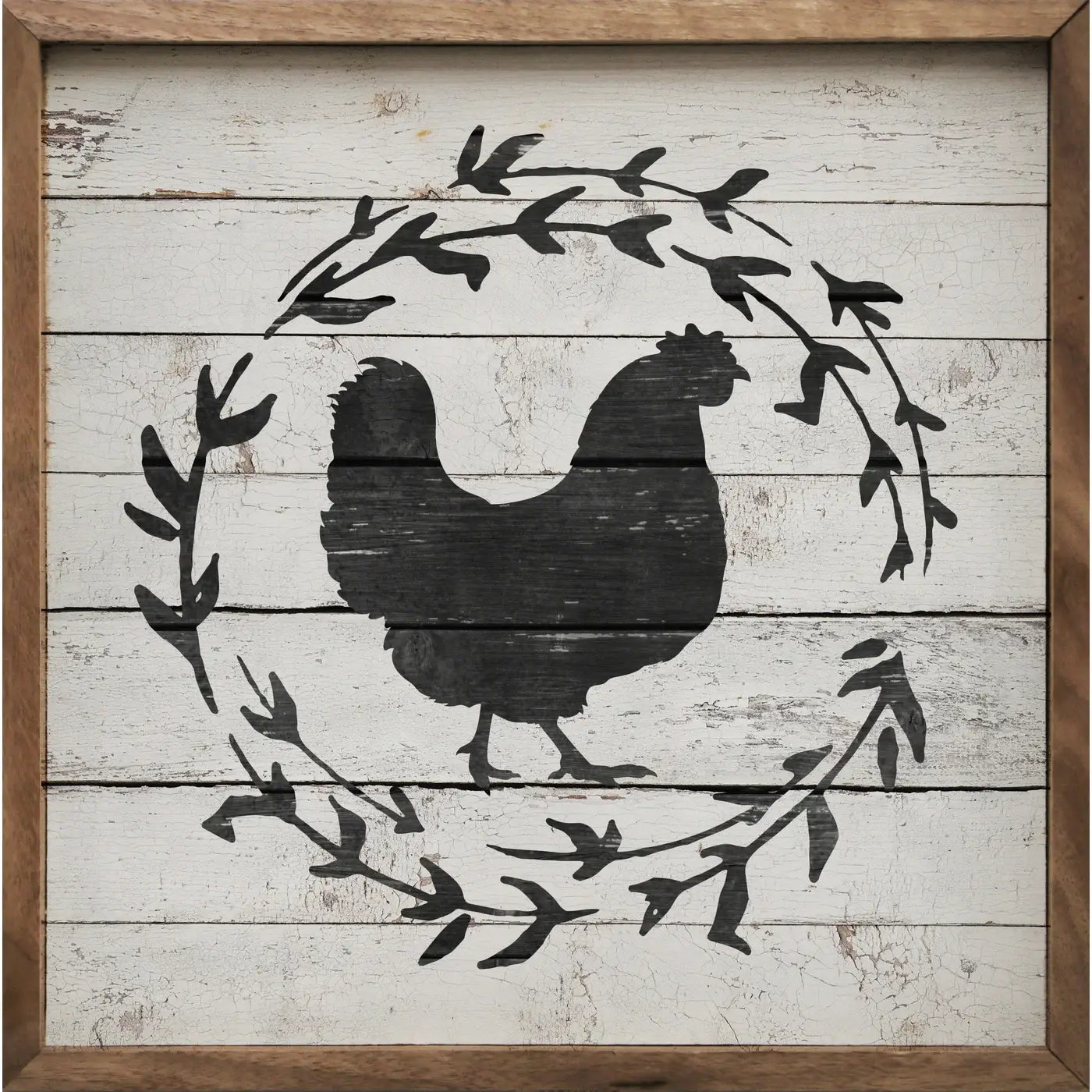 Chicken Wreath Framed Art