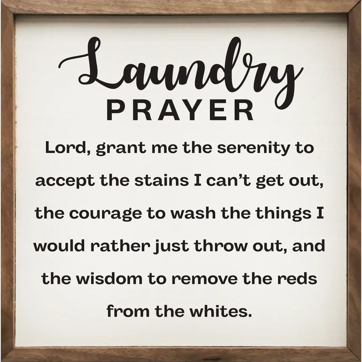 Laundry Prayer Framed Sign - White