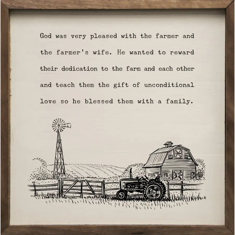 The Farmer and His Wife Framed Sign