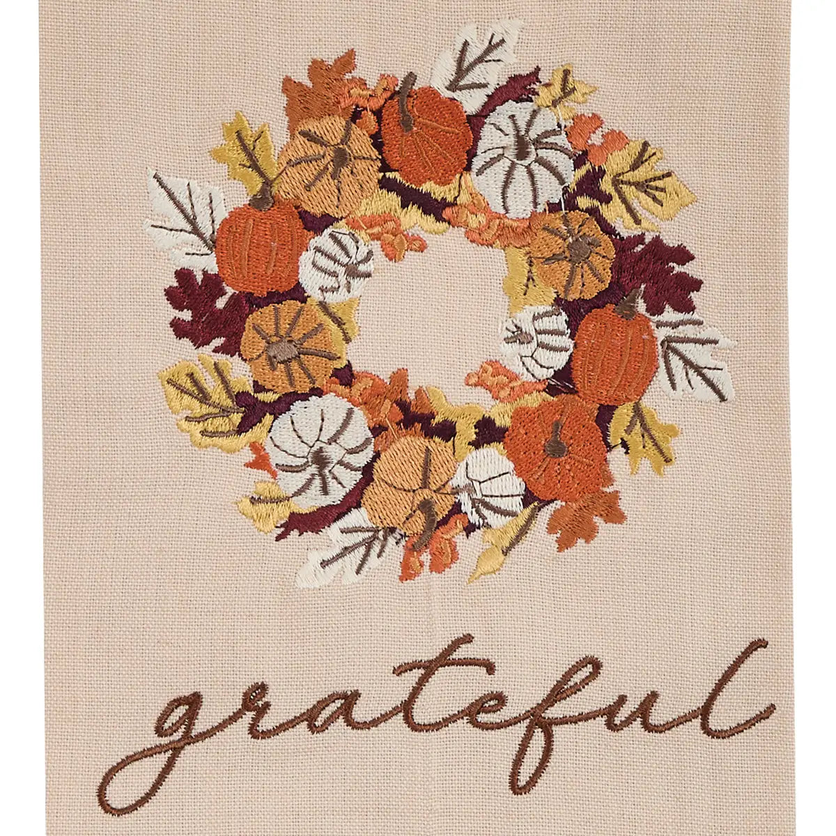 Pumpkin Wreath Embroidered Dishtowel