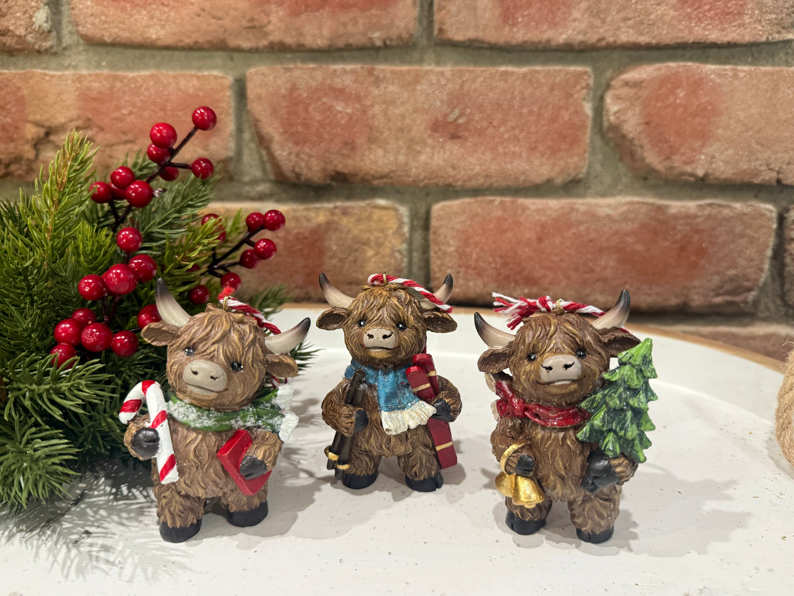 Holiday Highland Cow Ornament - 3 Styles