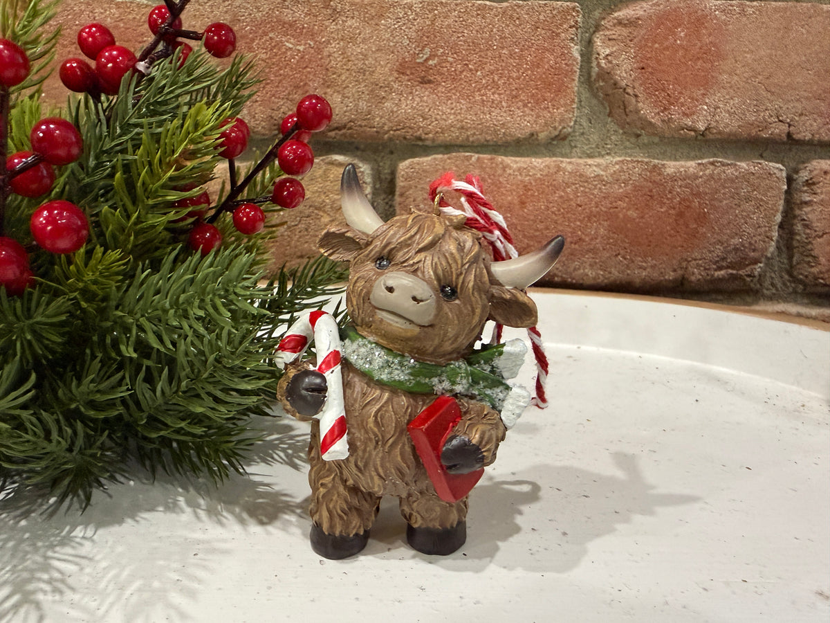 Holiday Highland Cow Ornament - 3 Styles