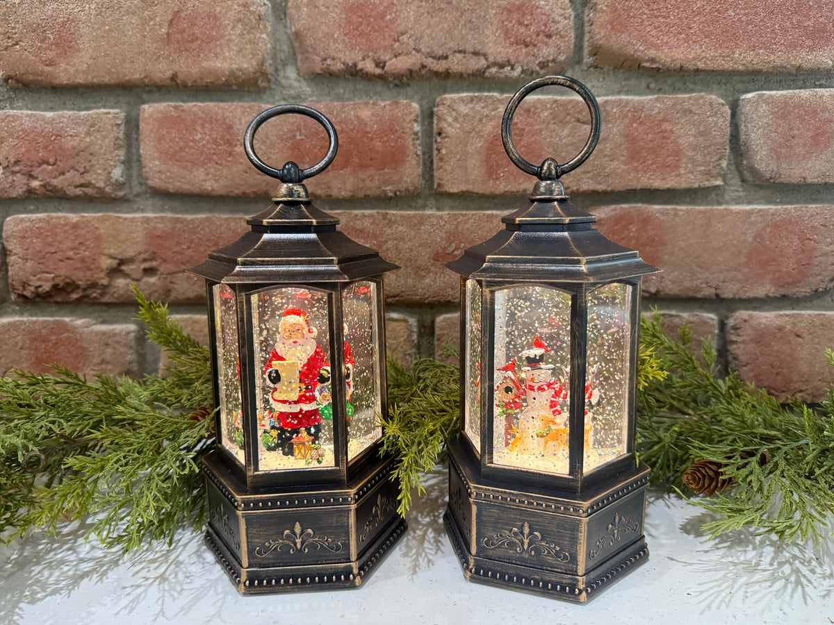 Spinning Water Globe Holiday Lantern - 2 Styles