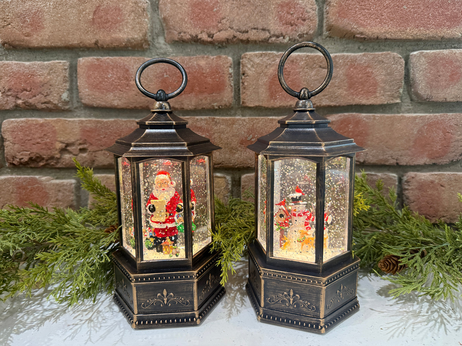 Spinning Water Globe Holiday Lantern - 2 Styles