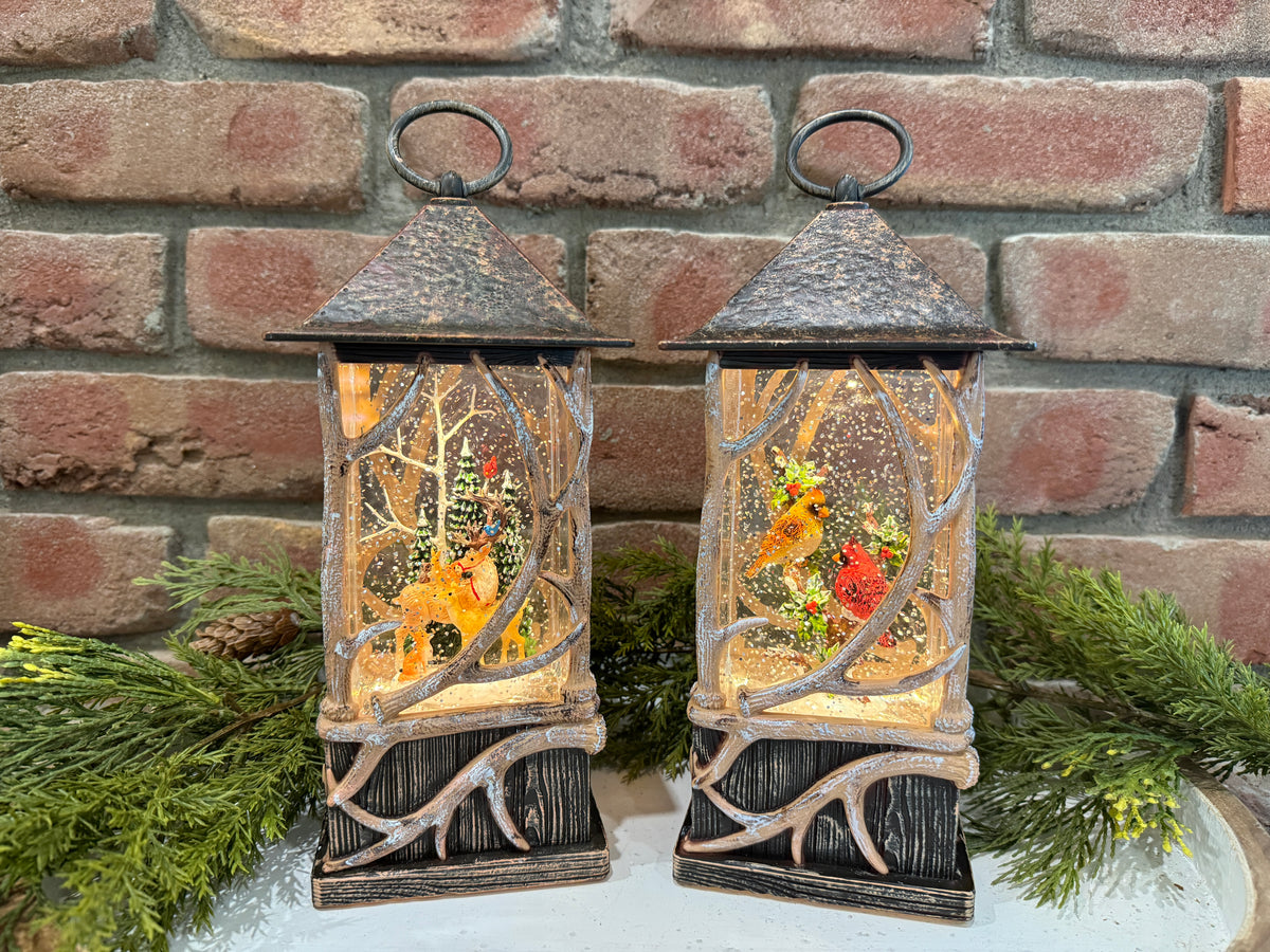Spinning Water Globe Lodge Lantern - 2 Styles