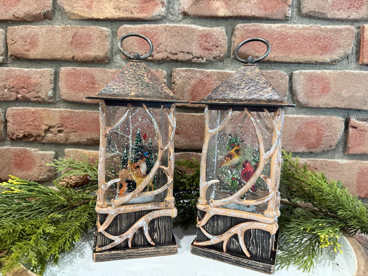 Spinning Water Globe Lodge Lantern - 2 Styles