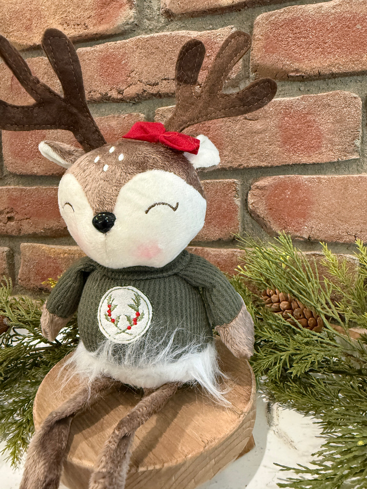 Holly Deer with Sweater Shelf Sitter