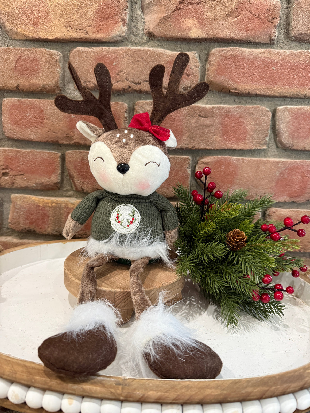 Holly Deer with Sweater Shelf Sitter