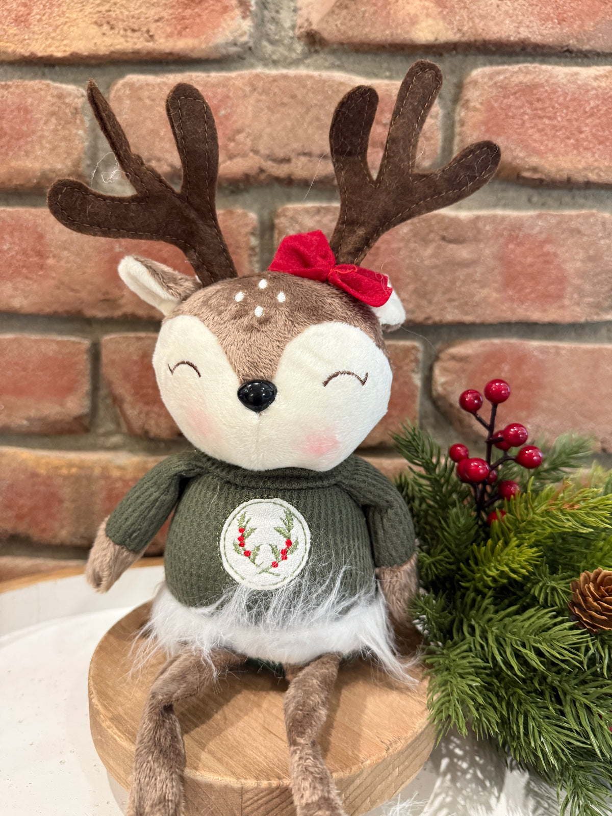 Holly Deer with Sweater Shelf Sitter