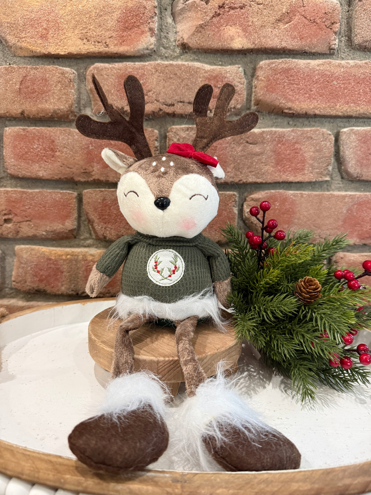 Holly Deer with Sweater Shelf Sitter