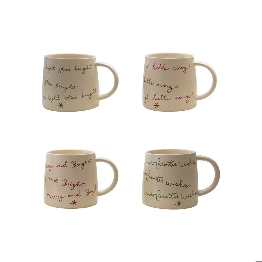 Stoneware Mug with Holiday Saying - 4 Styles