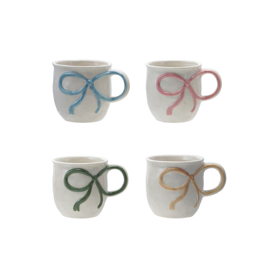 Stoneware Mug with Bow Handle - 4 Styles