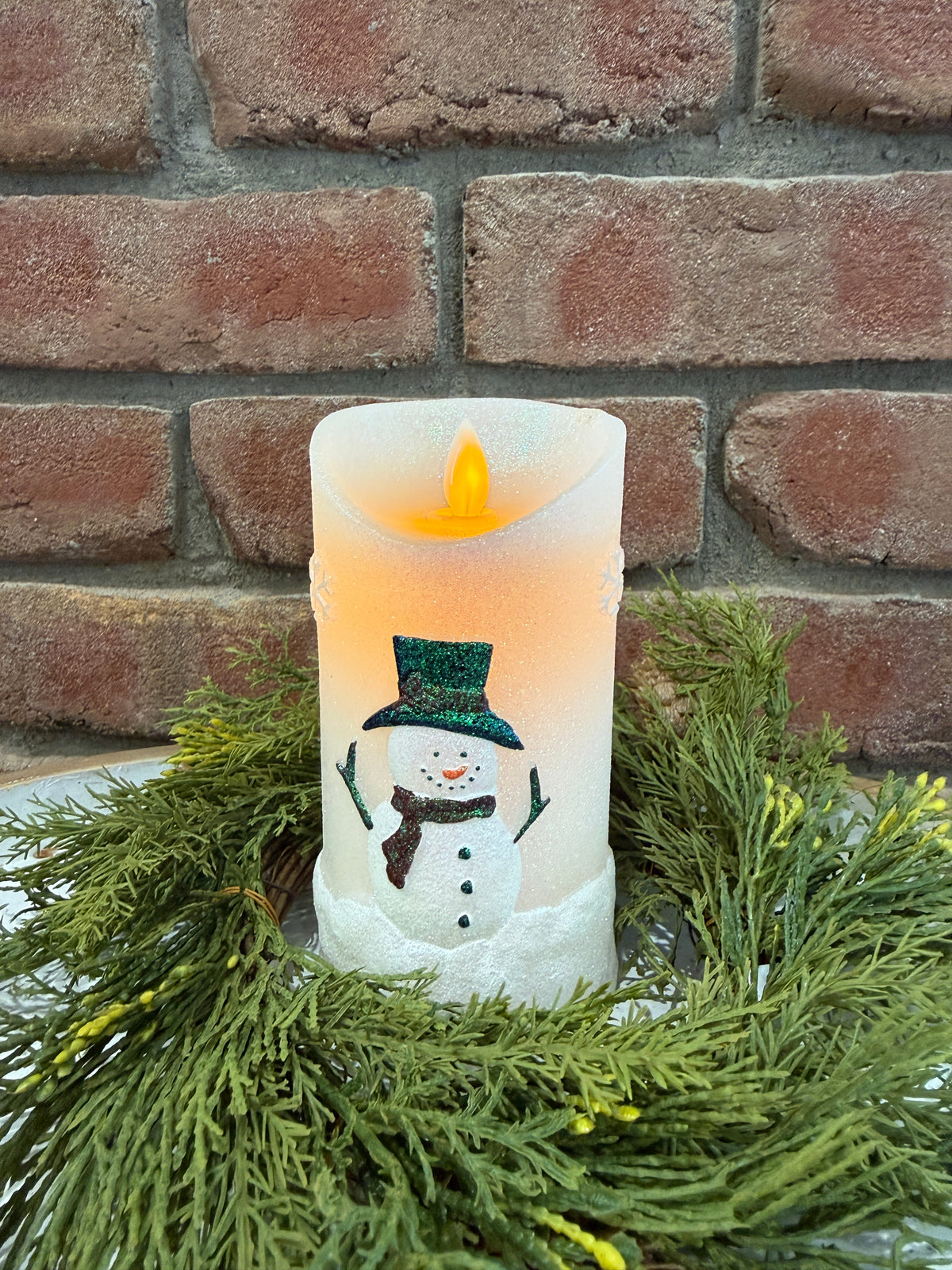 Frosty Snowman Moving Flame Candle