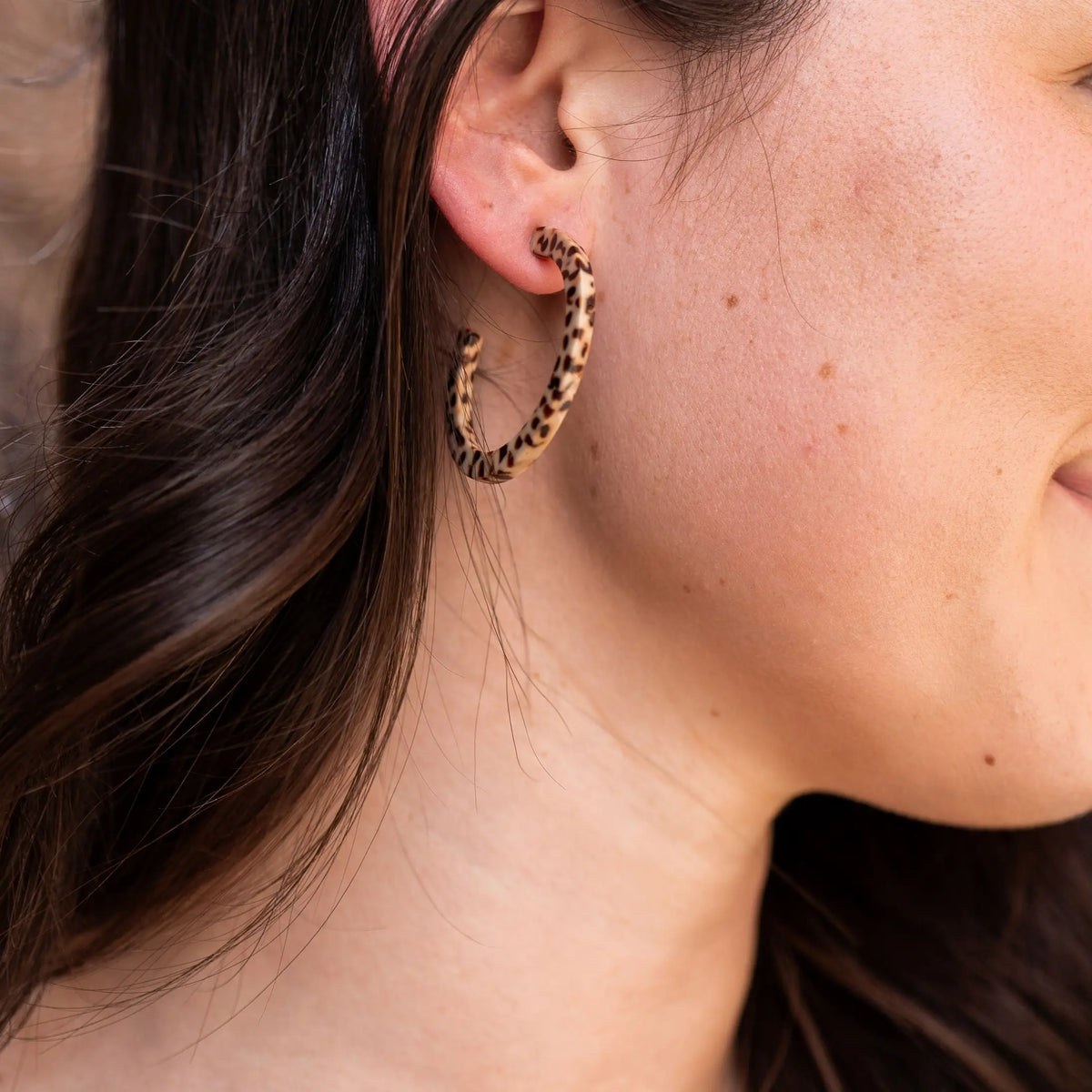 Camy Hoops - Brown Dot