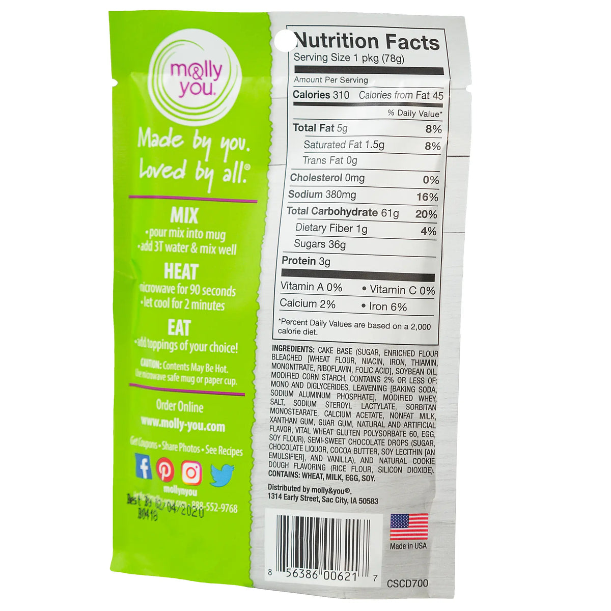 Chocolate Chip Cookie Dough Cake Microwave Single