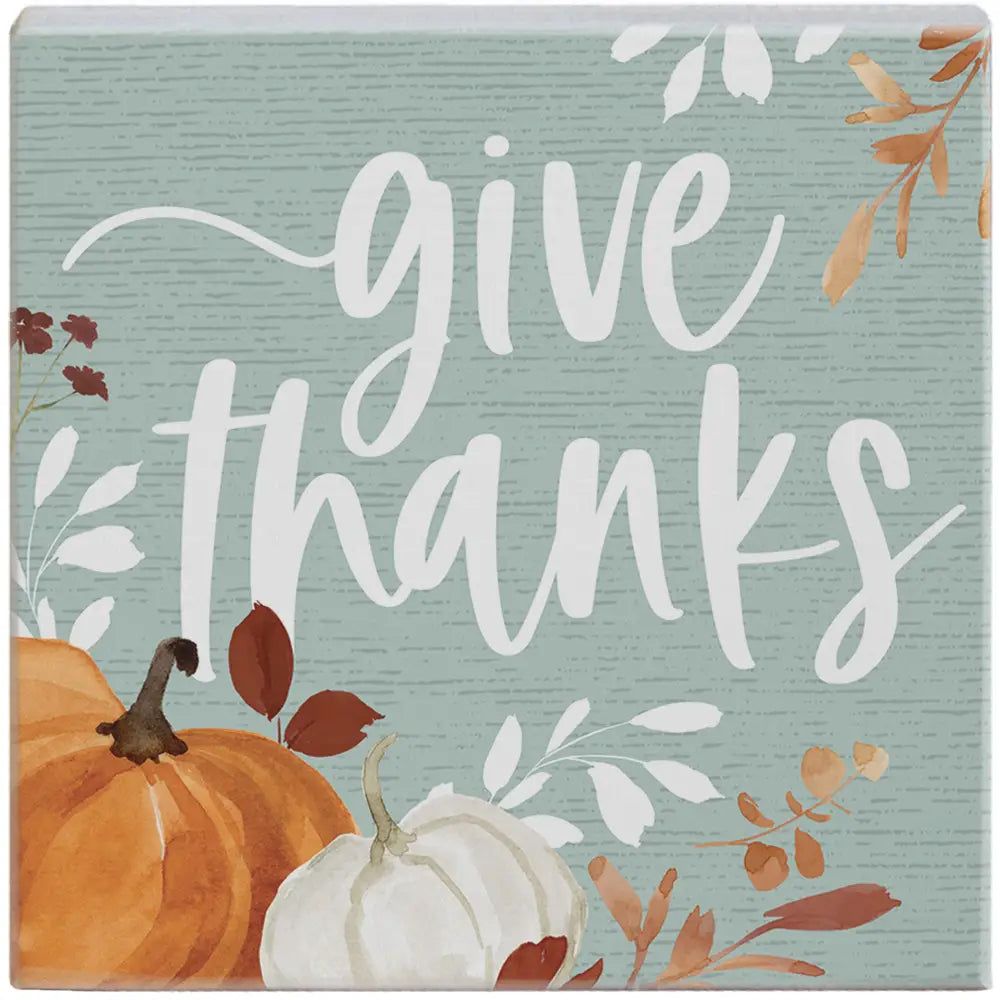 Give Thanks Wood Block Sign