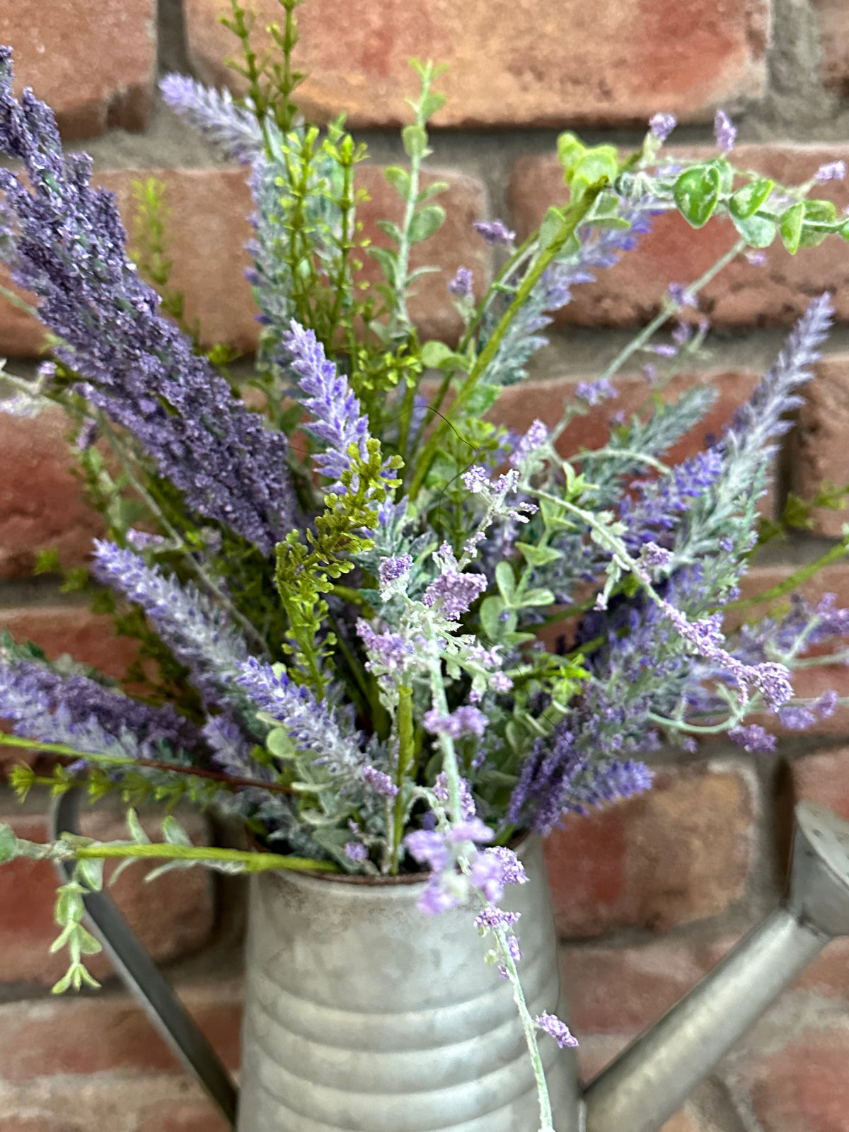 Watering Can with Mixed Lavender Bush Arrangement