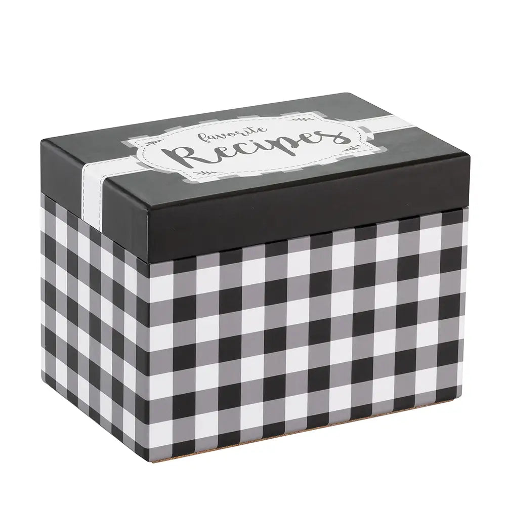 Black &amp; White Check Recipe Box
