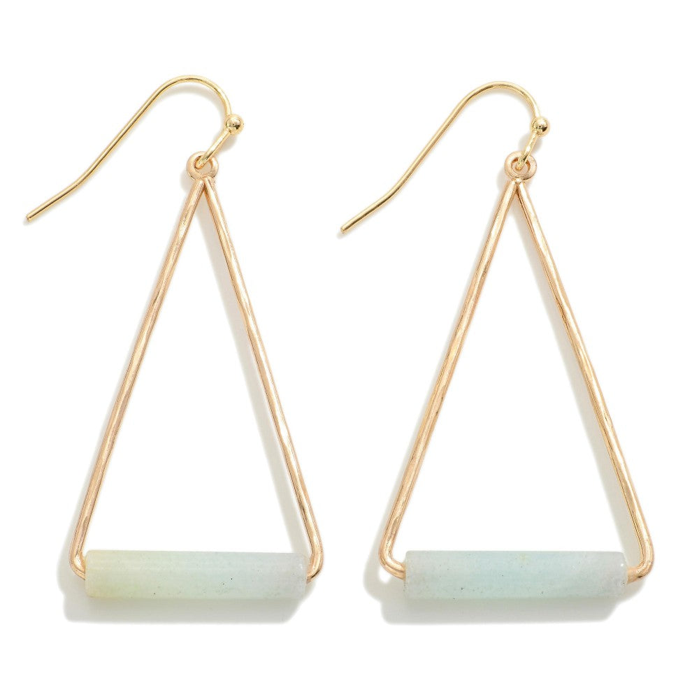 Hammered Triangle Drop Earrings - Amazonite