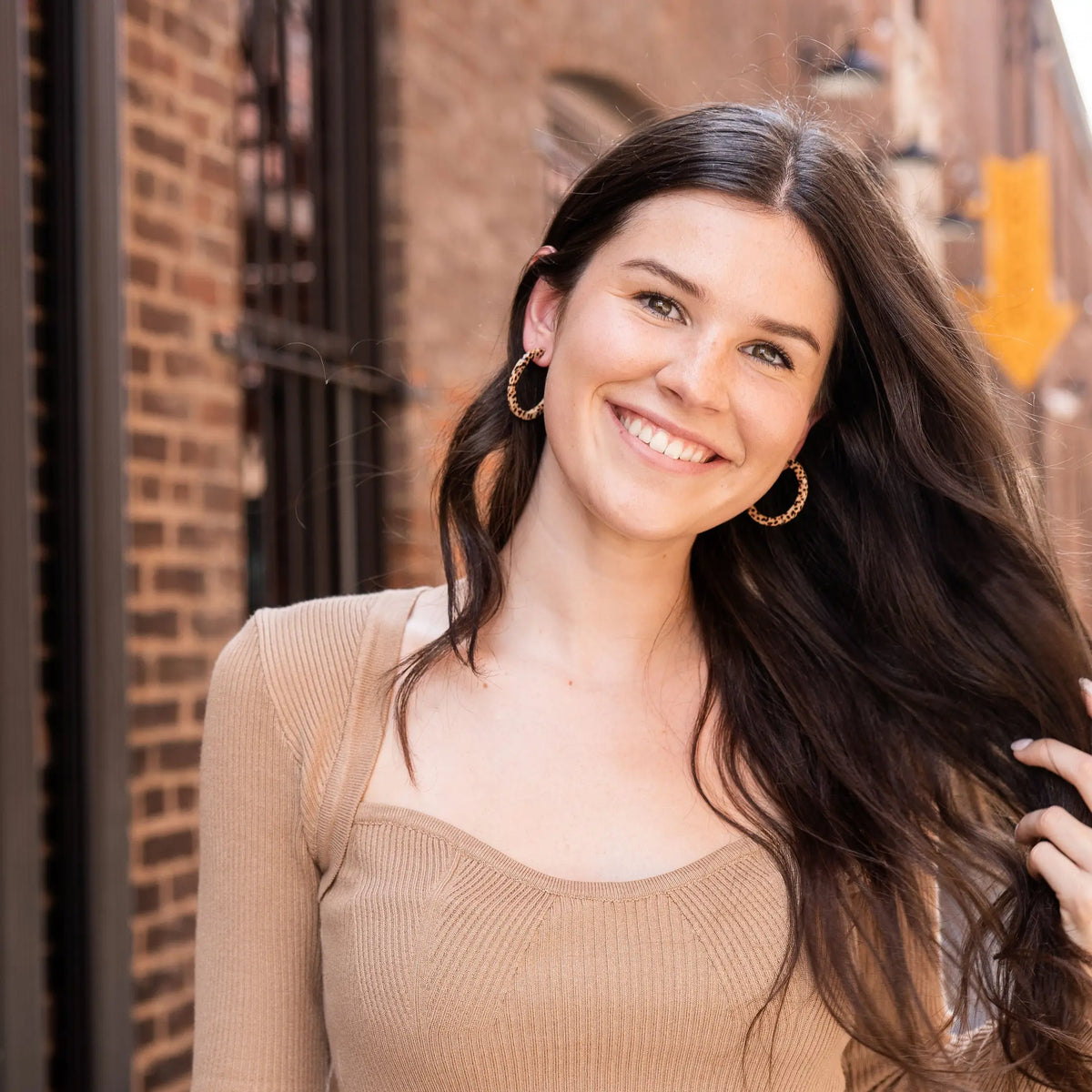 Camy Hoops - Brown Dot