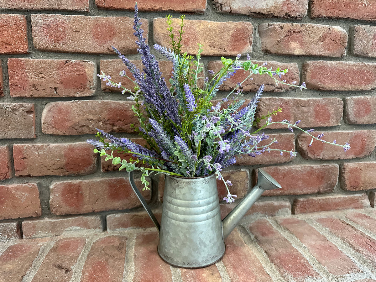 Watering Can with Mixed Lavender Bush Arrangement
