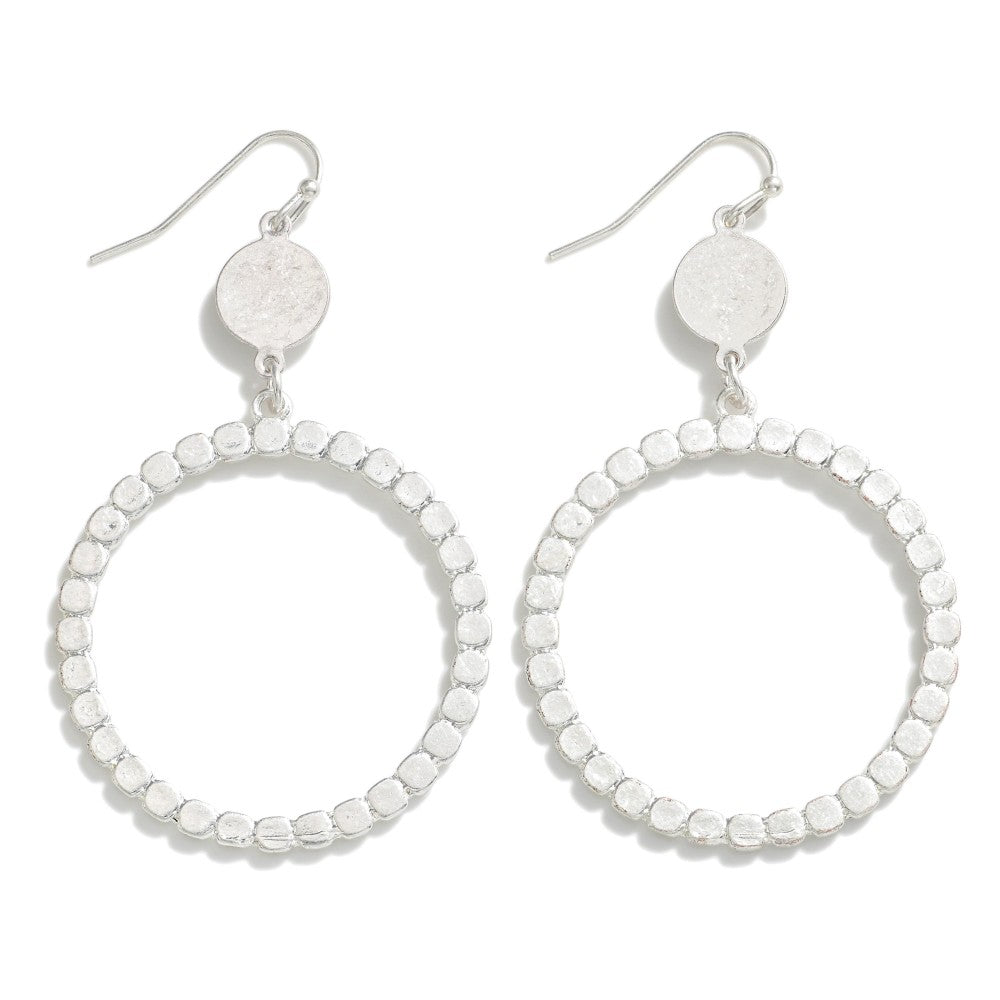 Worn Metal Pebbled Drop Earrings - 2 Styles