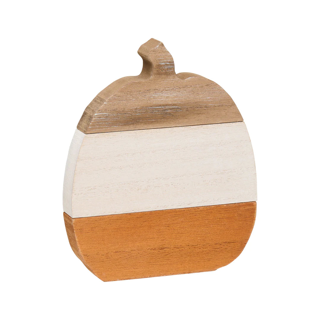 Wood/White/Orange Plank Pumpkin - Small