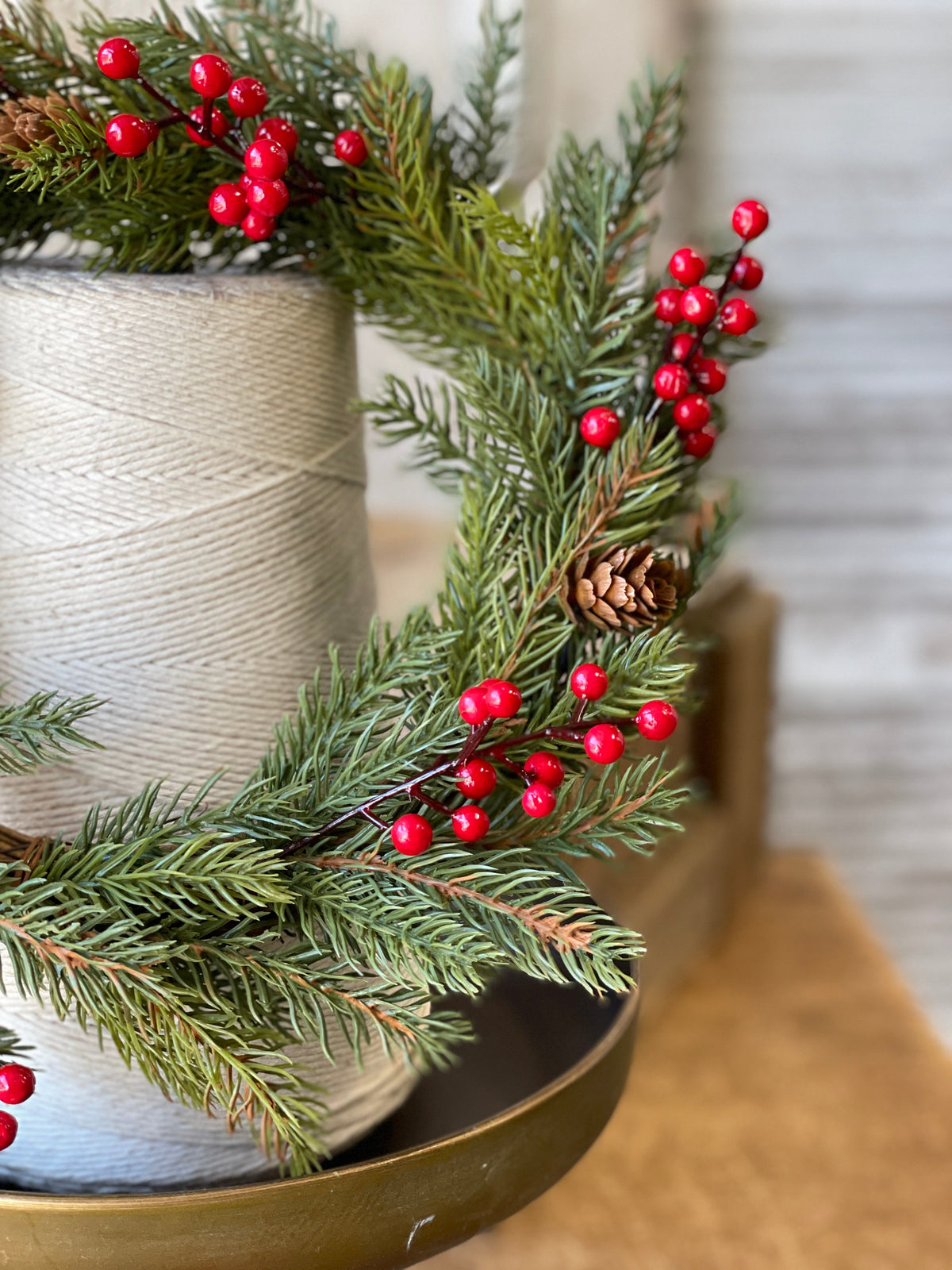 White Spruce with Berries Candle Ring - Large