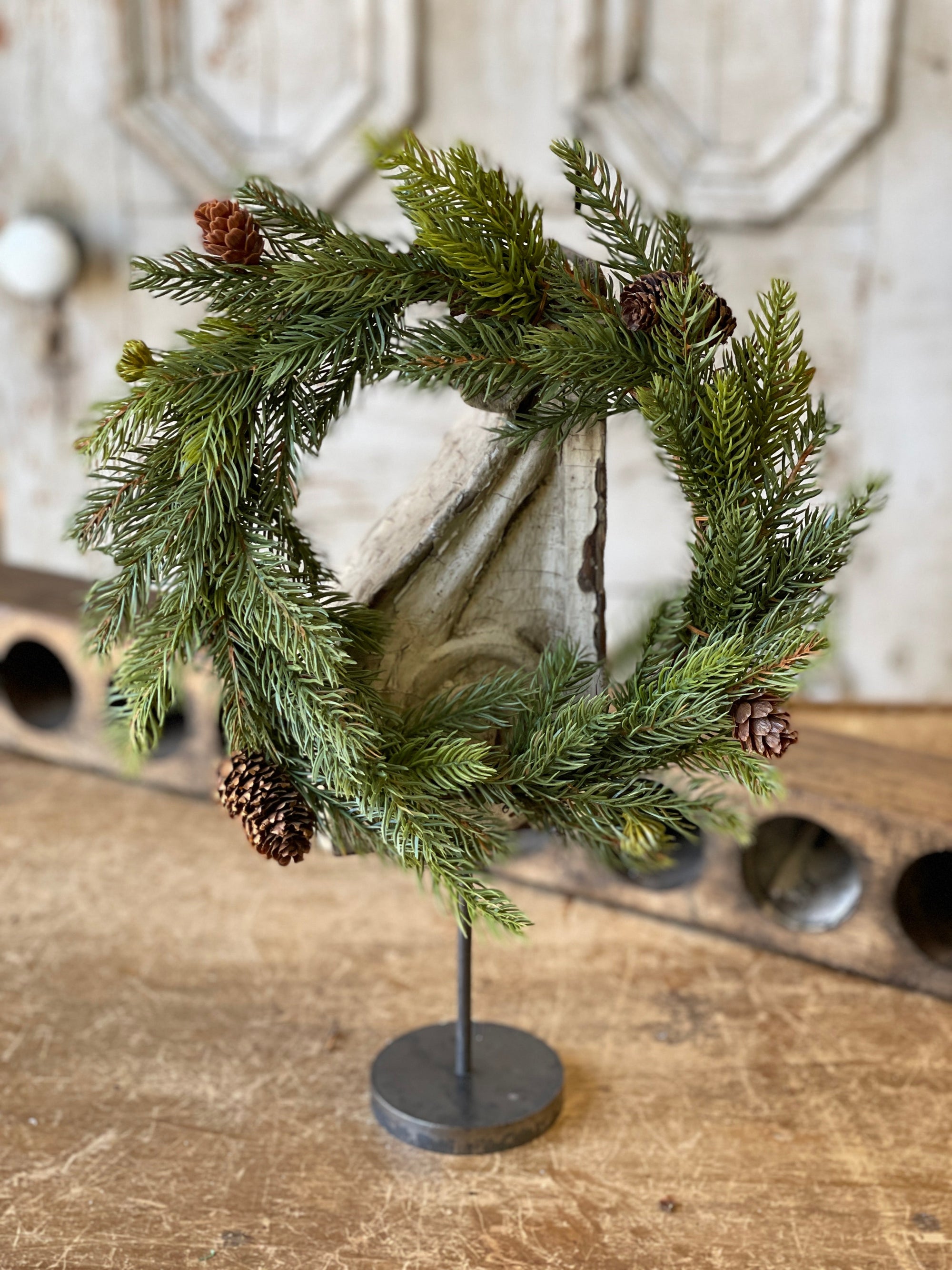 White Spruce with Cones Candle Ring - Large