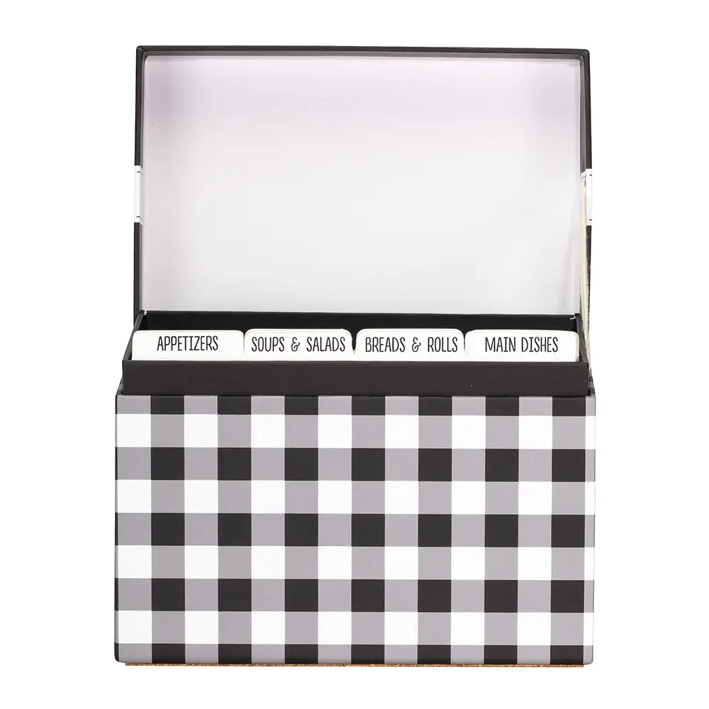 Black &amp; White Check Recipe Box