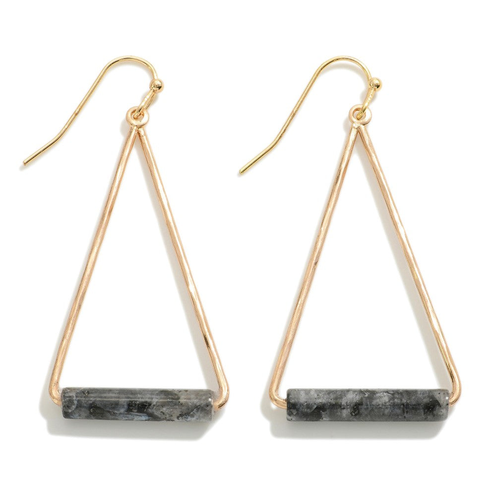 Hammered Triangle Drop Earrings - Labrodorite