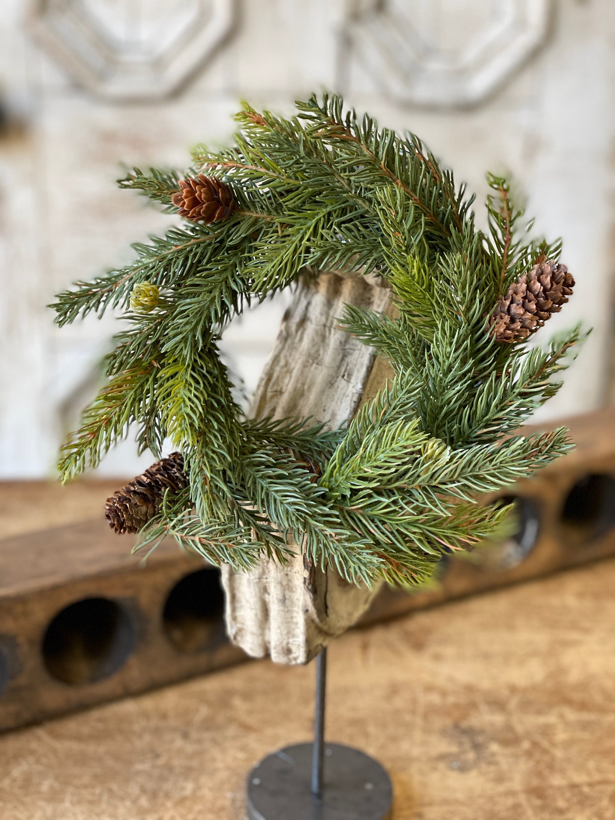 White Spruce with Cones Candle Ring - Medium