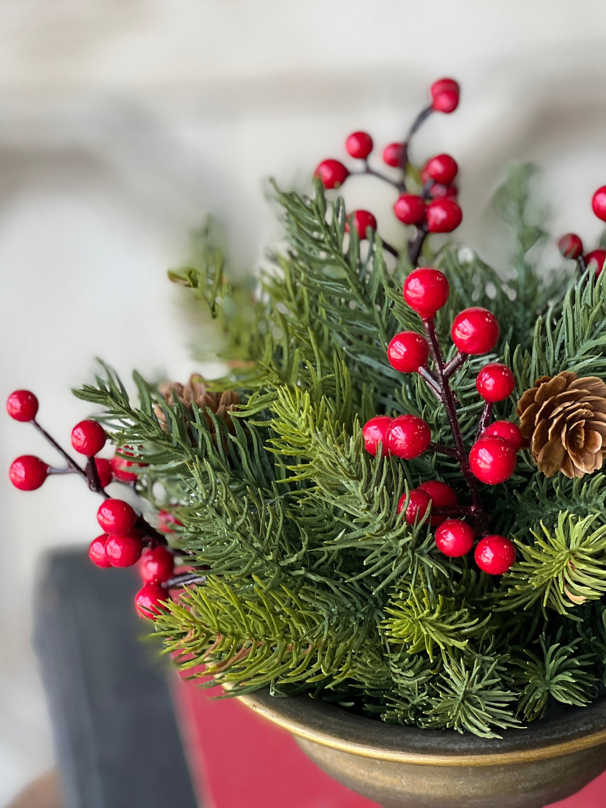 White Spruce with Berries Half Sphere