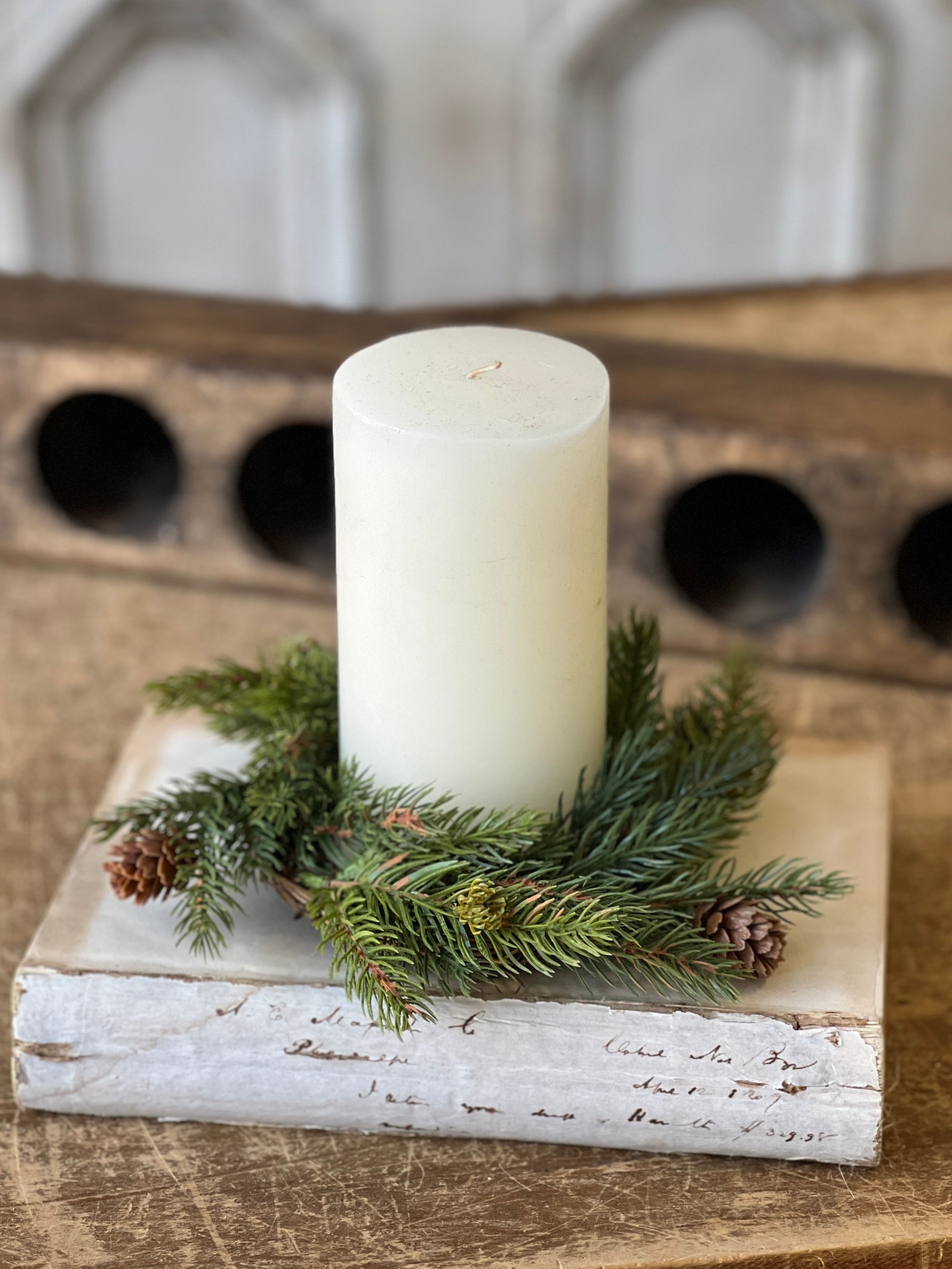White Spruce with Cones Candle Ring - Small